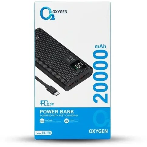 پاوربانک 22.5 وات اکسیژن ظرفیت 20000 میلی‌آمپر مدل OX-180